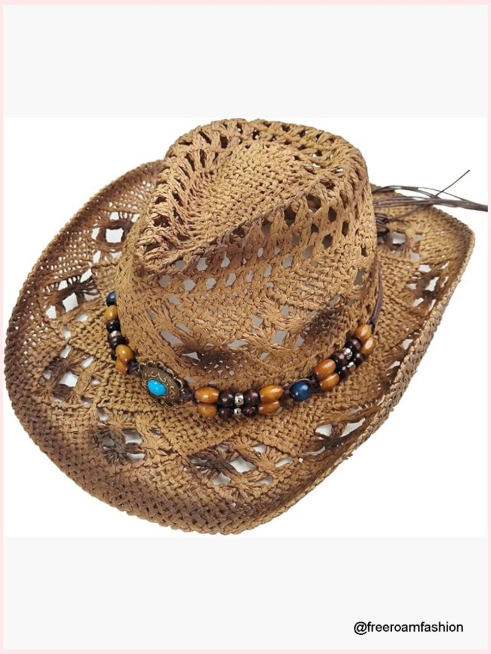 Woven Straw Cowboy Hat with Flexible Wire Brim for Summer Beach Festivals